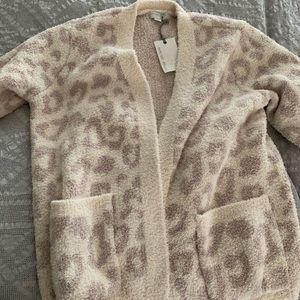 Barefoot Dreams CozyChic Leopard Cardigan- Cream